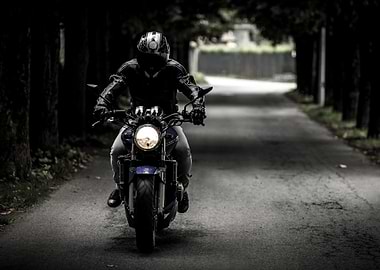 Motorcycle Rider on Road