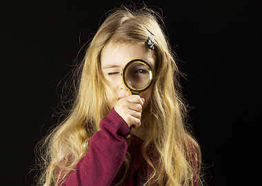 Little girl magnifying glass cute