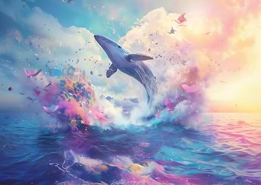 Whale Leaping Through Clouds