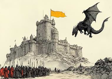 Dragon Attacking Castle