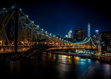 Night View of Bridge and Cityscape