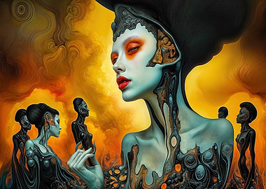 Surreal Female Figure: The Oracle of Fire and Flesh