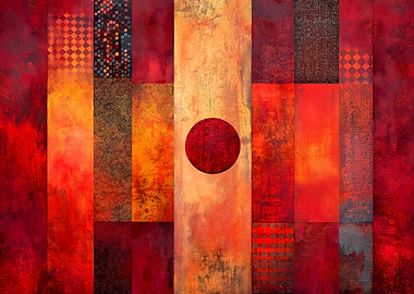 Abstract Red and Gold Art