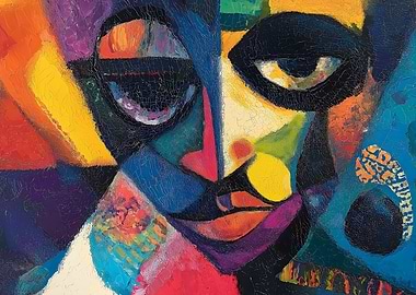Abstract Portrait in Bold Colors