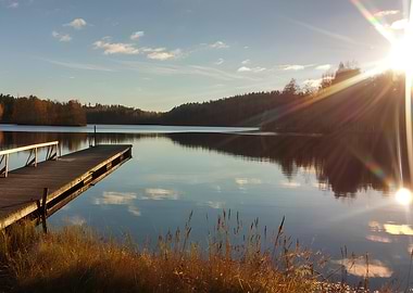 Sunset Lake with Dock