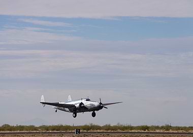 Vintage Airplane Landing Lockheed Lodestar WWII era