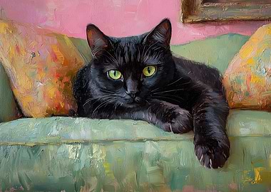 Black Cat on Couch