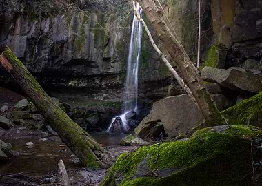 Schivanoia Waterfall in a Forest on euganei's hills