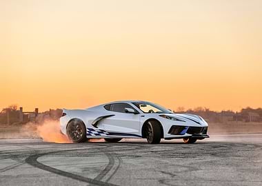 White Corvette Drifting