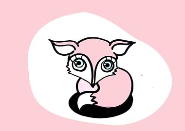 Cute Pink Fox Illustration