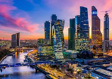 Moscow Skyline at Dusk