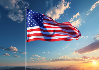American Flag Sunset
