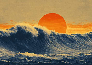 Ocean Sunset Wave