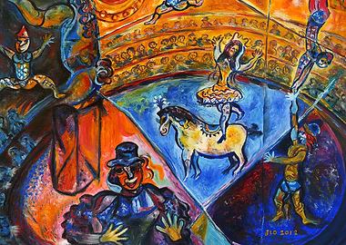 Circus Performance Painting by Marc chagall