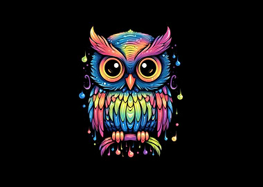 Rainbow Owl Illustration
