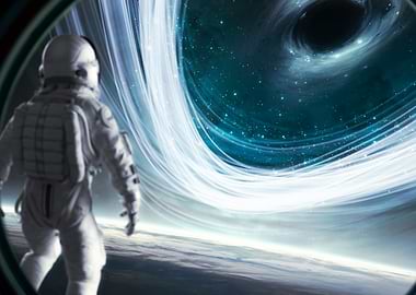 Astronaut Facing Black Hole