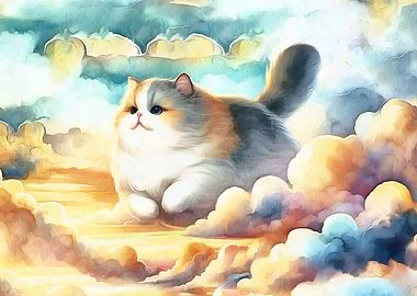 Fluffy Cat in the Clouds