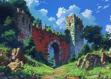 Ruined Overgrown Castle Gate