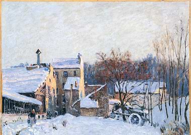 Snowy Village Scene