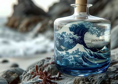 Great Wave Glass Bottle