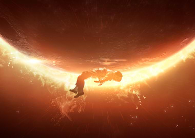 Astronaut Falling Towards Planet