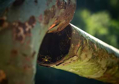 Wasps in a pipe