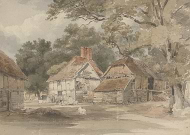 Watercolor Cottage Scene