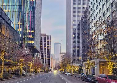City Street with Skyscrapers