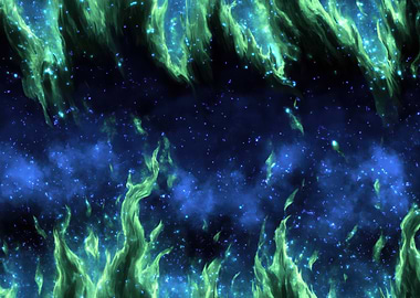 Green Flames in Space