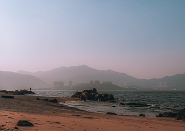 Coastal Landscape with Mountains