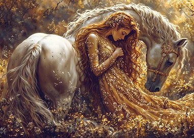 Woman and White Horse