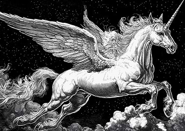 Celestial Winged Unicorn in Space
