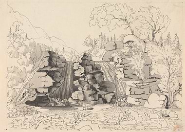 Waterfall Landscape Sketch