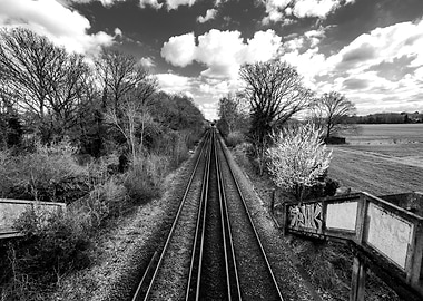 Train Tracks in Black and White