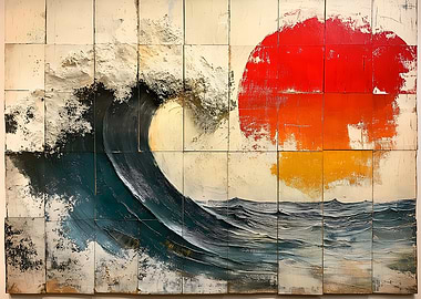 Wave and Sun Painting