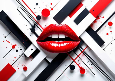Red Lips Abstract Art