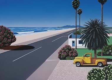 Hiroshi Nagai Retro Beachside Scene