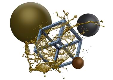 Abstract Cube Gold Splash