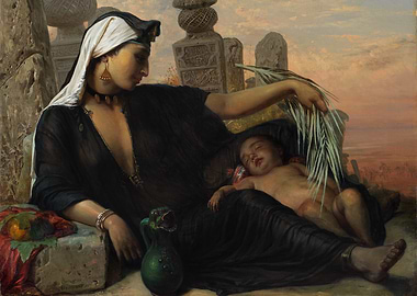 Woman and Child in Cemetery