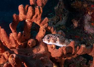 Pufferfish in Coral