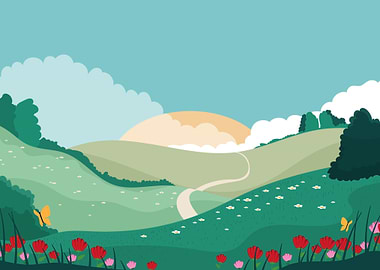 Sunny Meadow Landscape