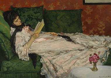 Woman Reading Painting by Rupert Charles Wulsten Bunny