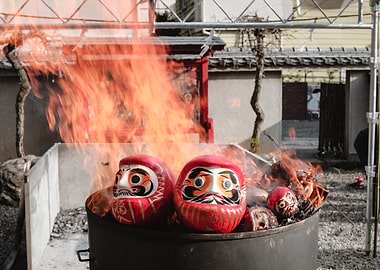 Daruma Dolls in Flames