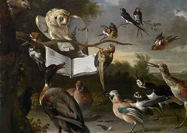 Birds Singing from Sheet Music
