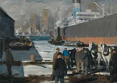 Winter Harbor Scene