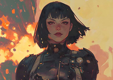 Futuristic Heroine, Explosion Sci-Fi Portrait