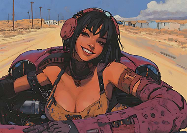 Smiling Mech Pilot in Desert Wasteland