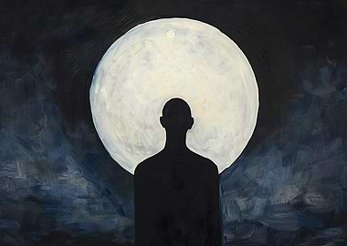 Silhouette Under Moon