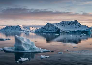 Arctic Landscape with Icebergs