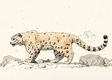 Snow Leopard Illustration